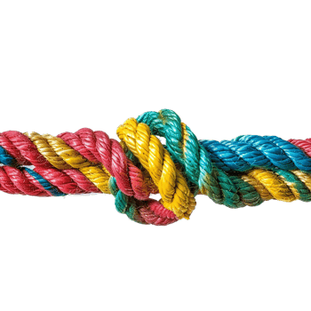 colorful rope with knots partnership isolated on transparent background png