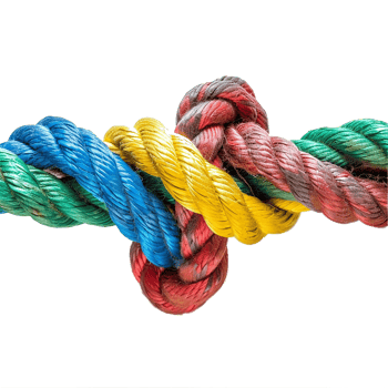 colorful rope with knots partnership isolated on transparent background png