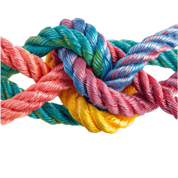 colorful rope with knots partnership isolated on transparent background png