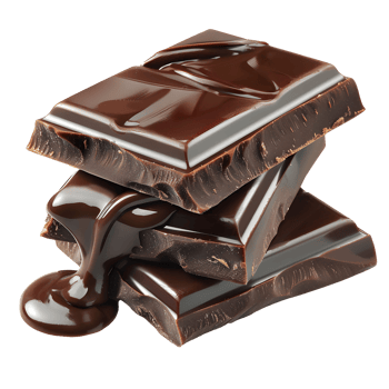 Realistic photo of three pieces of chocolate with chocolate melt png