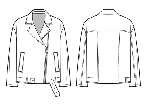 Oversized Leather Jacket, fashion flats template vector
