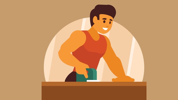 Carpenter working on wood illustration vector