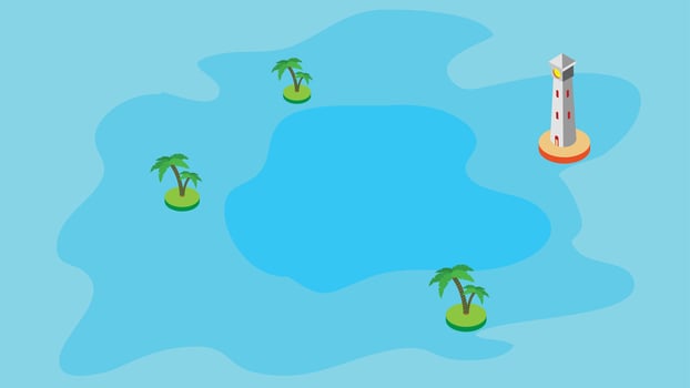 Isolated islands with light house illustration vector