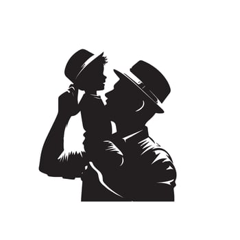Father and son silhouette on white background. Father and son logo, illustration. vector