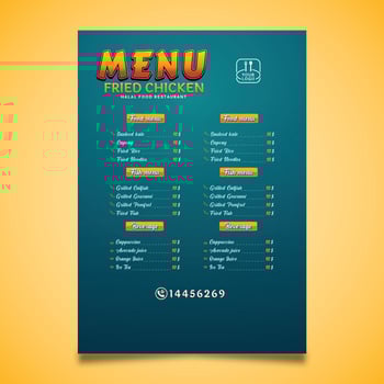 Restaurant Menu for fried chicken restaurants and others vector