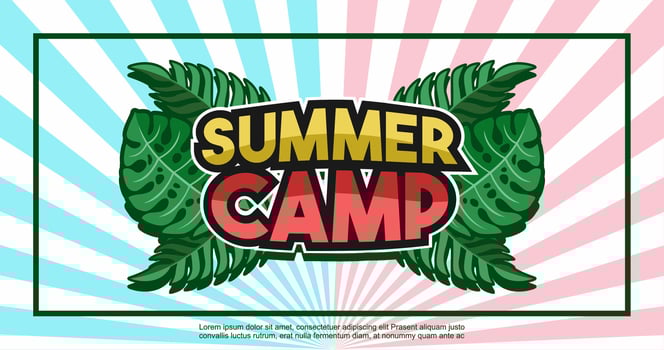 Summer camp banner layout, summer background illustration vector