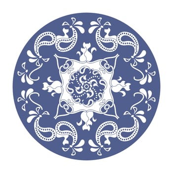 Cat Mandala. Pattern. Lavender Blue and White color. vector