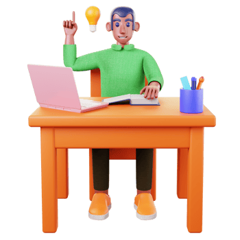a student sits at a desk with a laptop png