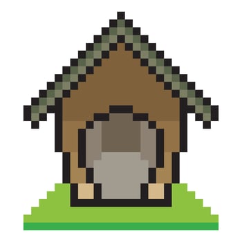 Dog house with pixel art design vector