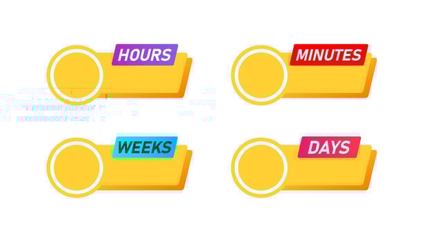 Weeks, days, hours, minutes countdown banner template. Promotion poster design element. Countdown, time left, planner. Flatillustration. vector
