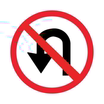 traffic sign, Cautionary No right U turn vector