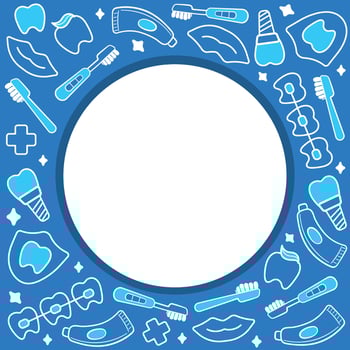 Dental care circle frame with dental equipment vector