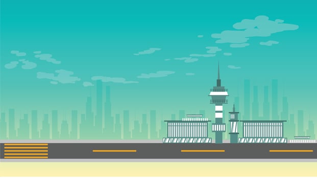 Airport runway and waiting area illustration vector