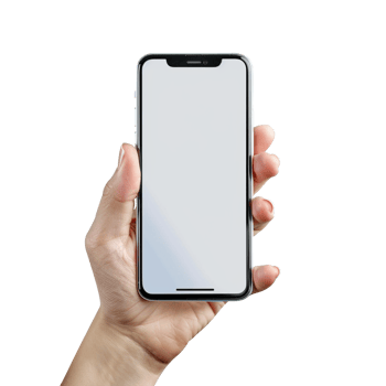 Hand holding smart phone isolated on transparent background png