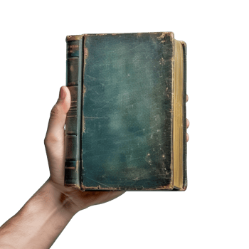 Hand holding blank book isolated on transparent background png