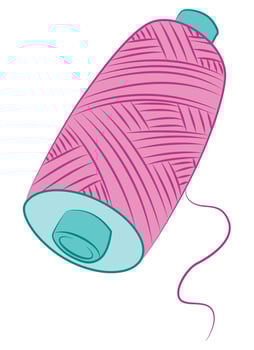 Pink sewing thread isolated on white background vector