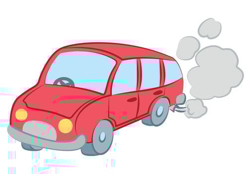 Air pollution car isolated on white background vector