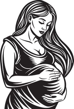 silhouette of pregnant woman illustration black and white vector