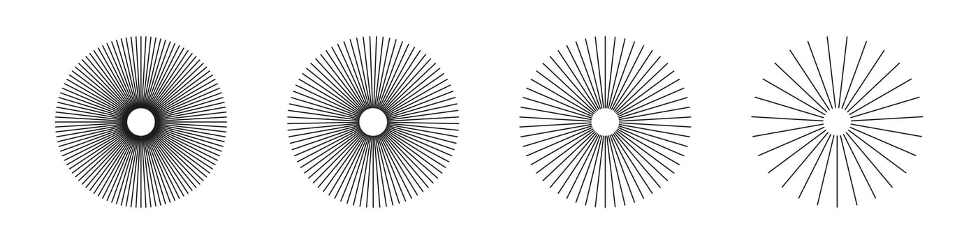 Sun star rays, burst. Radial circle radiation lines. Circulars lines beams. Spokes with radiating stripes grid. Graphic. Abstract illusion geometric pattern. vector