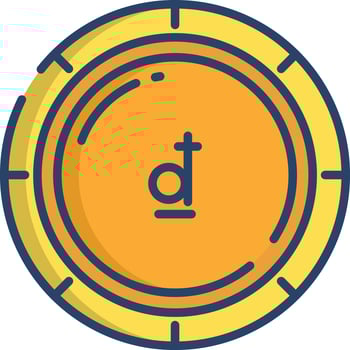 Dong coin linear color illustration vector