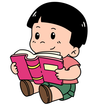 Cartoon Child Reading Isolated Clipart png