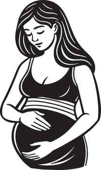 silhouette of pregnant woman illustration black and white vector