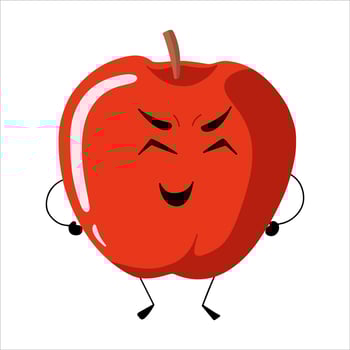 Laughing red apple. Funny fruit character. cute fruit. vector
