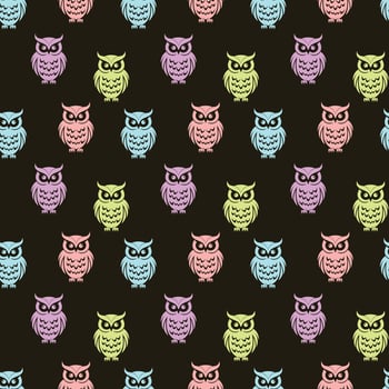 Colored Owls Look Out Seamless Pattern Design vector
