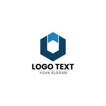 a blue hexagon logo design for a company vector