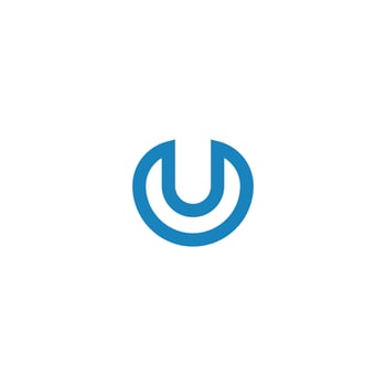 a blue and white logo with the letter u vector