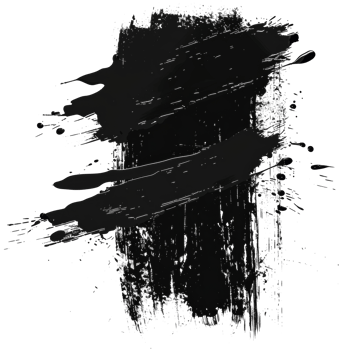 Abstract black paint strokes on transparent background - stock .. png