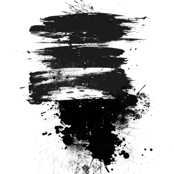 Dynamic black paint smear with splatter on transparent background - stock .. png