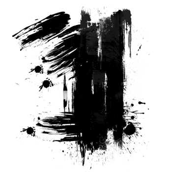 Dynamic black paint smear with splatter on transparent background - stock .. png