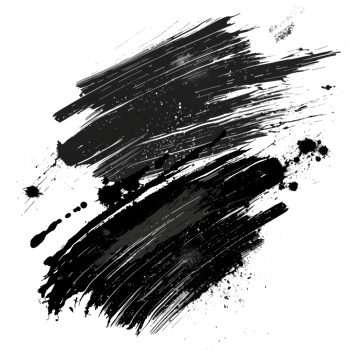 Dynamic black paint smear with splatter on transparent background - stock .. png