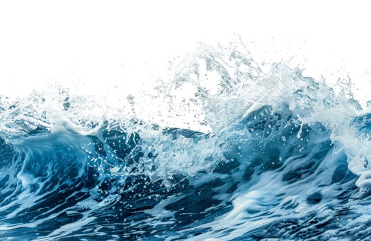 The ocean is rough and the waves are crashing - stock .. png