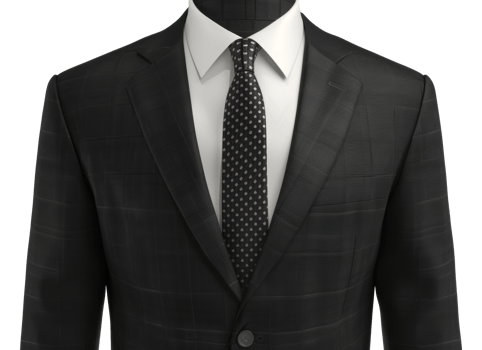 A man wearing a black suit and white shirt with a black tie - stock .. png
