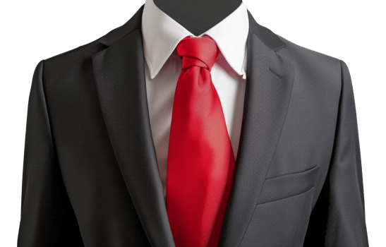 A man wearing a black suit and a red tie - stock .. png
