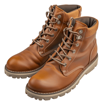 Two brown boots with laces - stock .. png