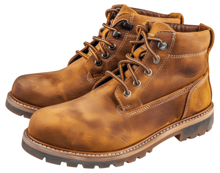 Two brown boots with laces - stock .. png