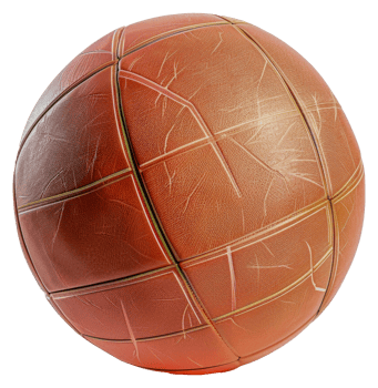 A worn leather basketball with a faded orange and brown color - stock .. png