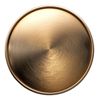 Polished golden metal plate with circular texture on transparent background - stock .. png