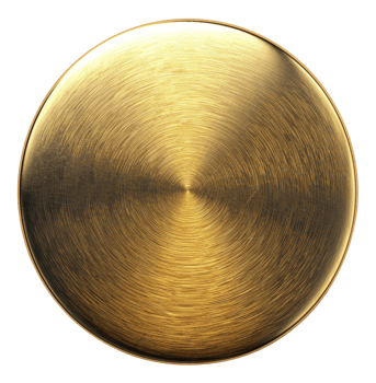 Polished golden metal plate with circular texture on transparent background - stock .. png