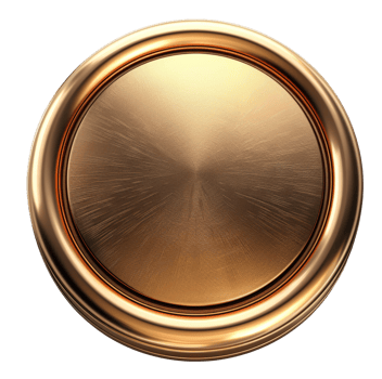 Radiant gold metal disc with reflective surface on transparent background - stock .. png