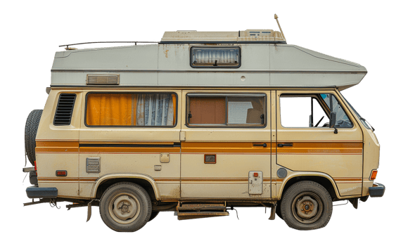 Classic beige camper van, cut out - stock .. png