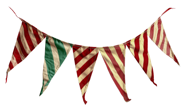 A banner with a red and white striped flag and a green flag - stock .. png