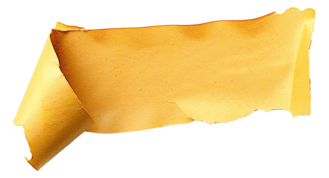 A yellow piece of paper with a tear in it - stock .. png