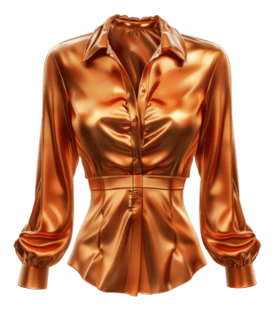 Silky shiny golden blouse on transparent background - stock .. png