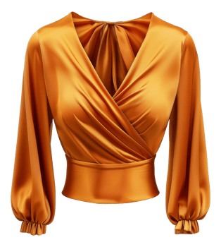 Silky shiny golden blouse on transparent background - stock .. png