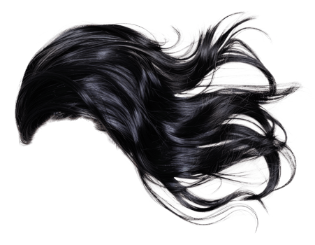 A long black hair with a messy look - stock .. png