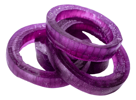 Three purple onion rings are piled on top of each other - stock .. png